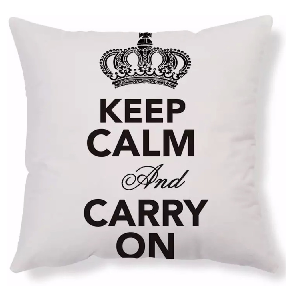 Keep calm and carry-on slogan pillowcase cover.NWT
